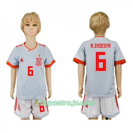 Billiga Fotbollströjor Spanien A_Iniesta 6 Barn VM 2018 Borta tröja